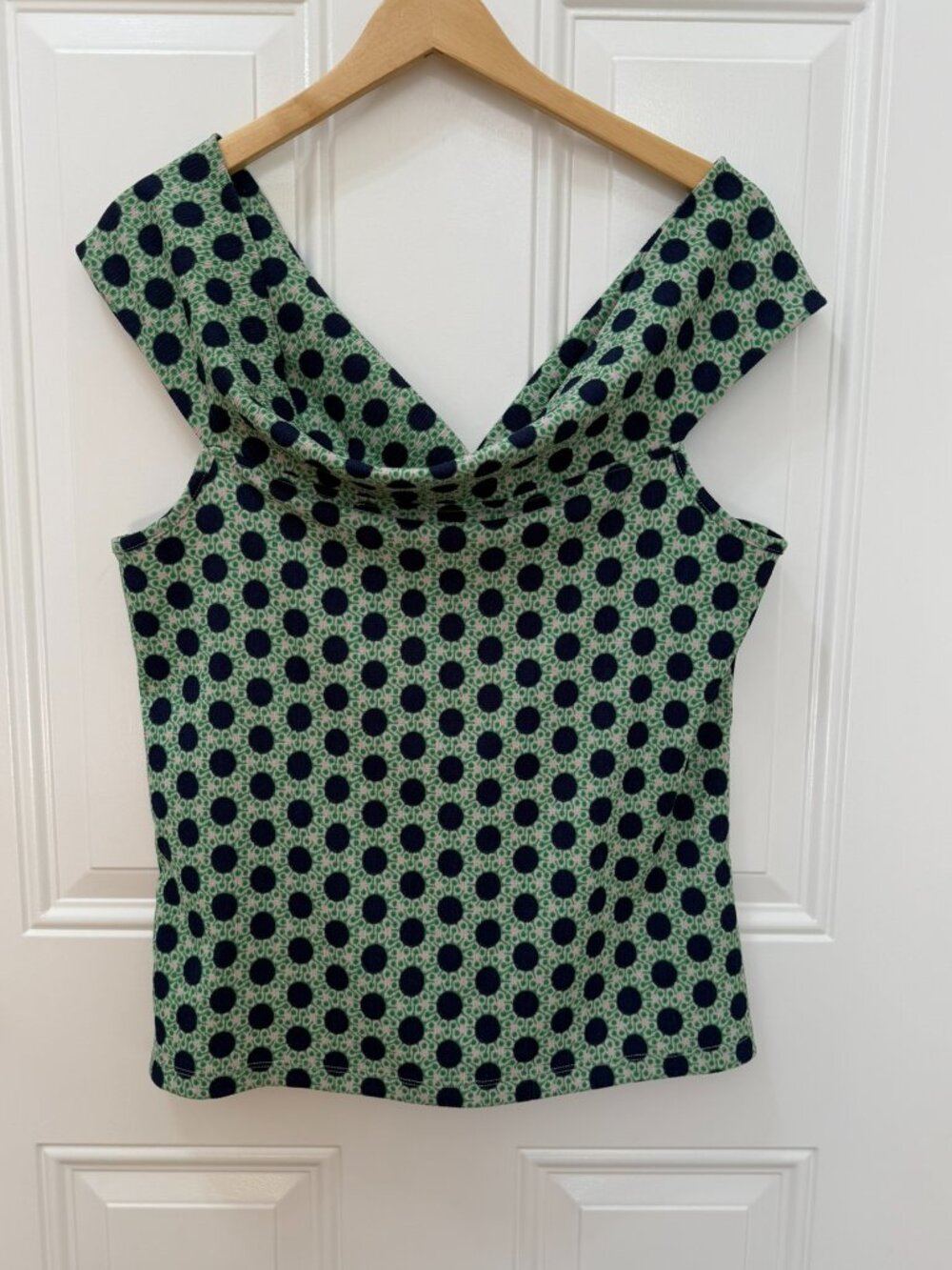 Maeve by Anthropologie Polka Dot Sleeveless Blouse Green Blue Size XL - Picture 2 of 10